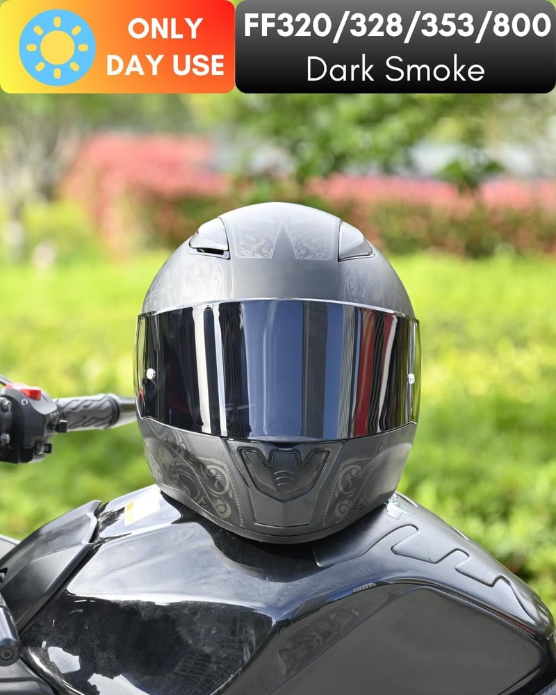 Logto Compatible with LS2 FF353/320/328/800 Helmets Visor Tint Replacement Motorcycle Helmet Face Shield (Dark Smoke) - Image 3